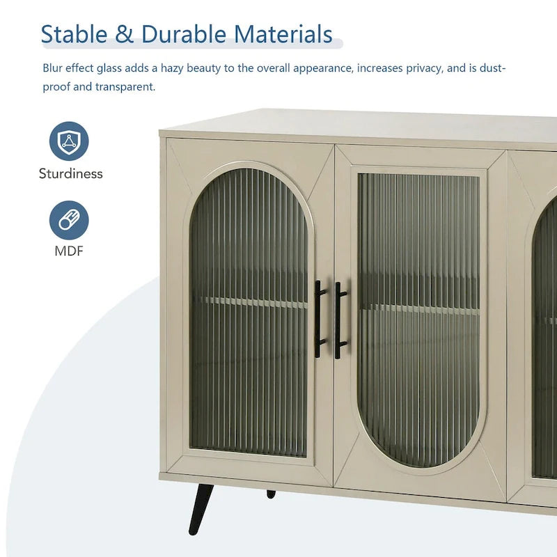 Meuble TV de 152 cm avec placard de rangement et étagères réglables