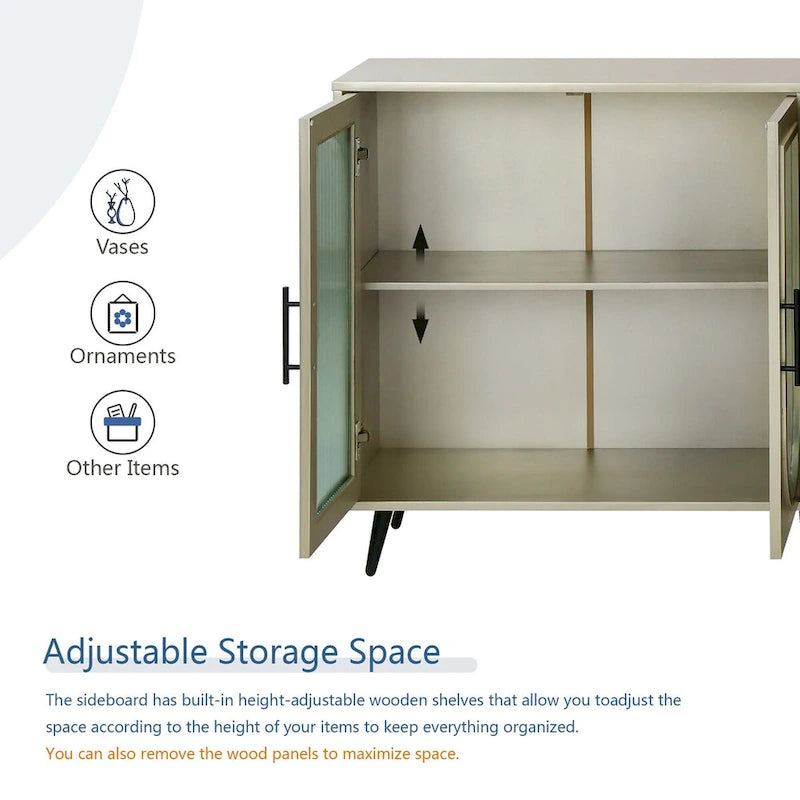Meuble TV de 152 cm avec placard de rangement et étagères réglables