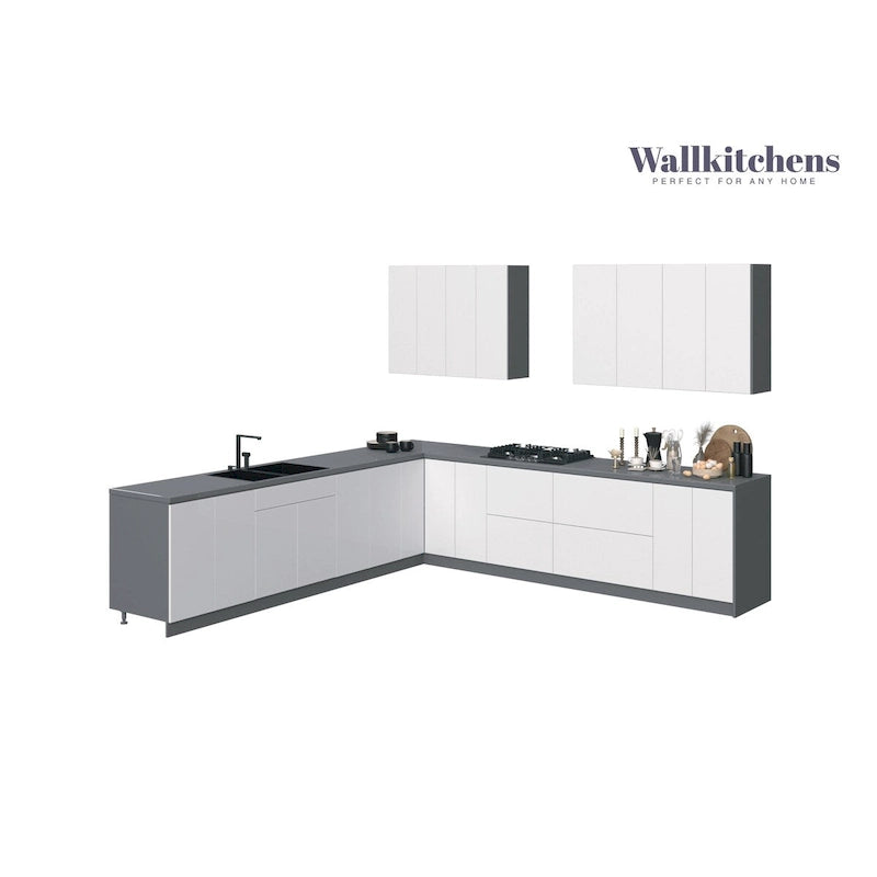 Meuble bas de cuisine blanc brillant de 3,35 m de large (130x130)