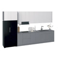 Meuble bas de cuisine brillant gris et blanc de 3,96 m de large (157x24)