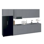 Meuble bas de cuisine brillant gris et blanc de 3,96 m de large (157x24)
