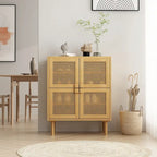 Meuble de rangement en rotin et cannage - N/A