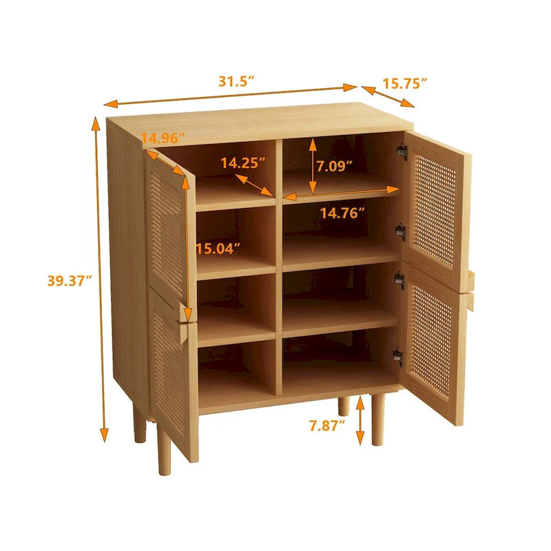 Meuble de rangement en rotin et cannage - N/A