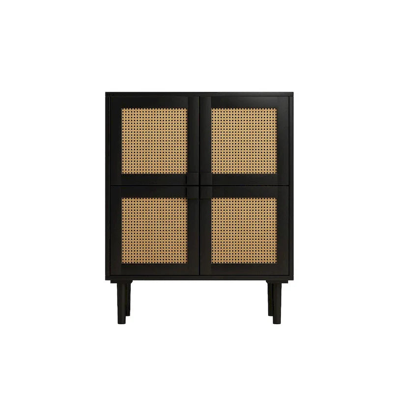 Meuble de rangement en rotin et cannage - N/A