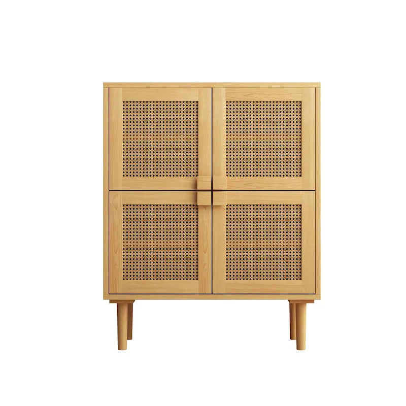 Meuble de rangement en rotin et cannage - N/A