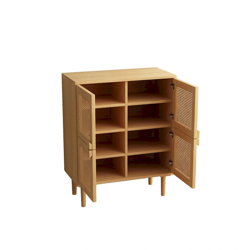 Meuble de rangement en rotin et cannage - N/A