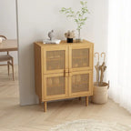 Meuble de rangement en rotin et cannage - N/A