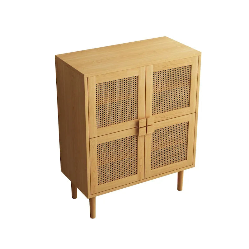 Meuble de rangement en rotin et cannage - N/A