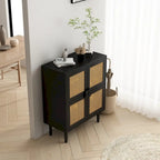Meuble de rangement en rotin et cannage - N/A