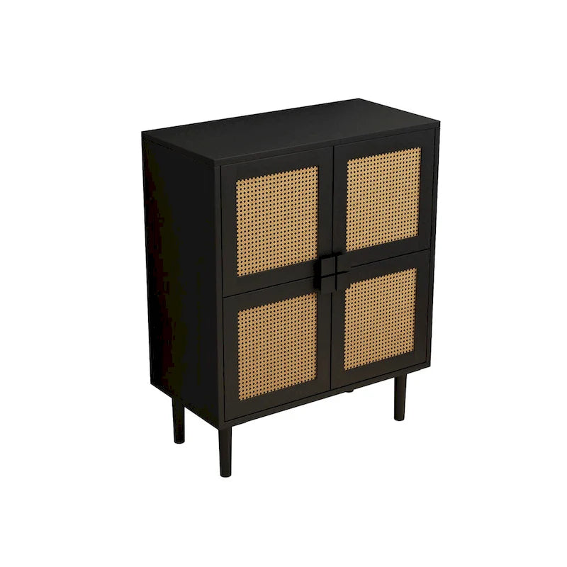 Meuble de rangement en rotin et cannage - N/A