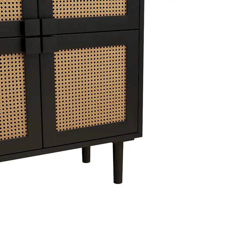 Meuble de rangement en rotin et cannage - N/A