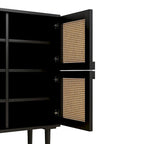 Meuble de rangement en rotin et cannage - N/A