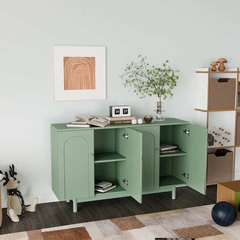 Meuble de rangement 4 portes Intaglio avec pieds en pin