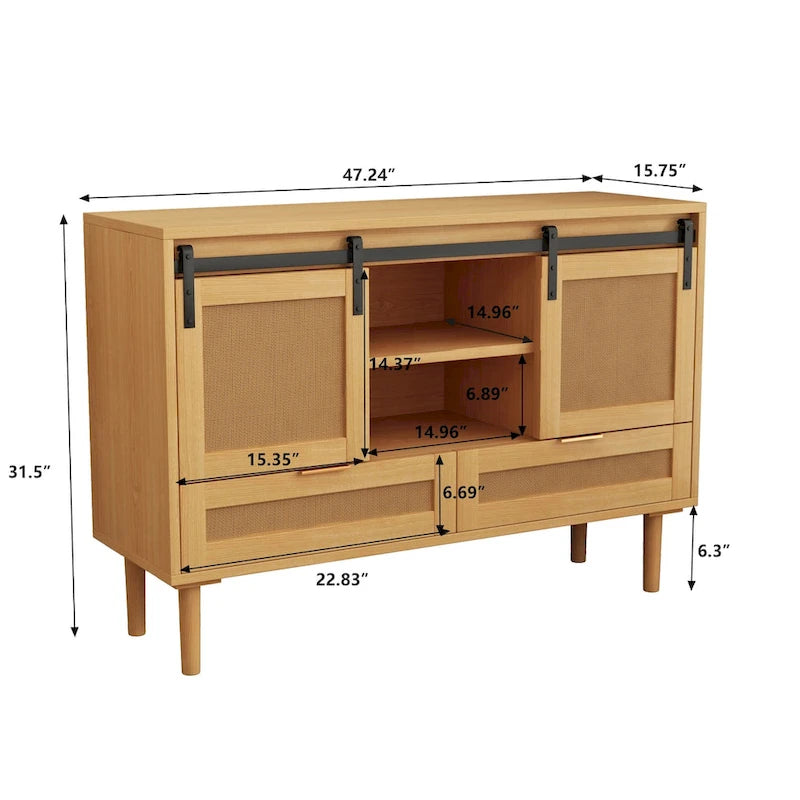 Meuble de rangement avec portes coulissantes façon porte de grange