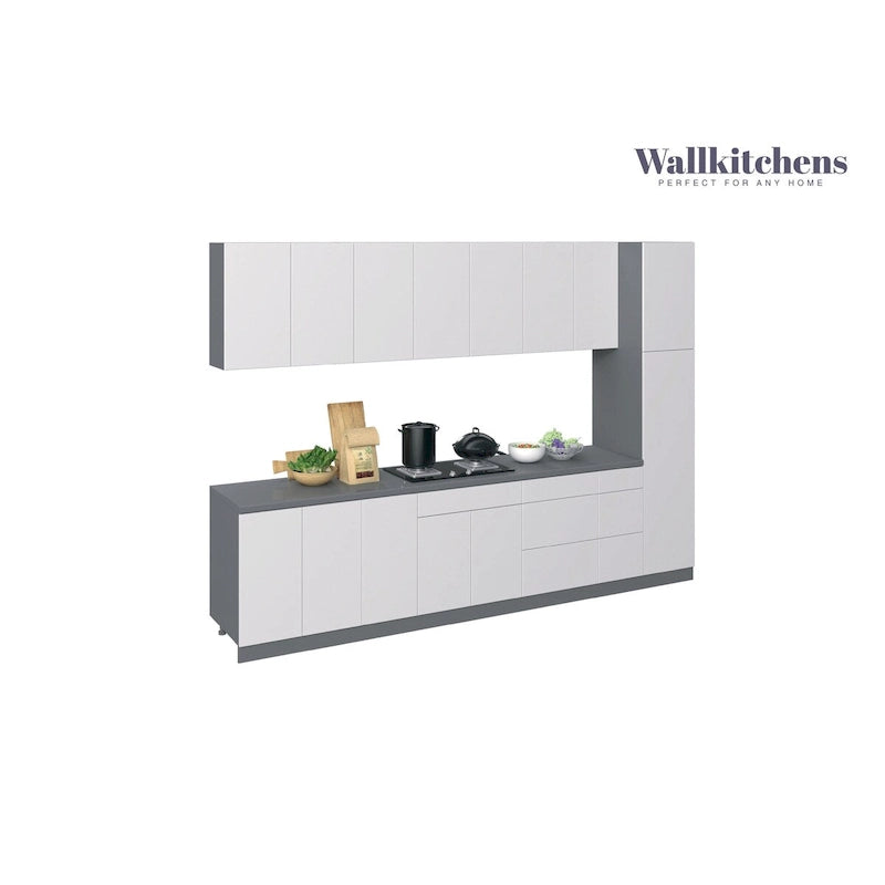 Meuble bas de cuisine blanc brillant de 3,35 m de large (132x24 po)