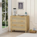 Meuble de rangement 3 tiroirs en rotin de 31,5 po