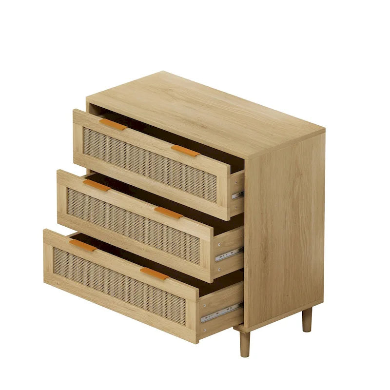 Meuble de rangement 3 tiroirs en rotin de 31,5 po