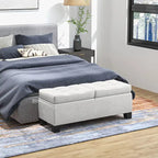 Banc ottoman de rangement capitonné avec charnières de sécurité