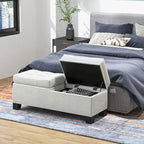 Banc ottoman de rangement capitonné avec charnières de sécurité