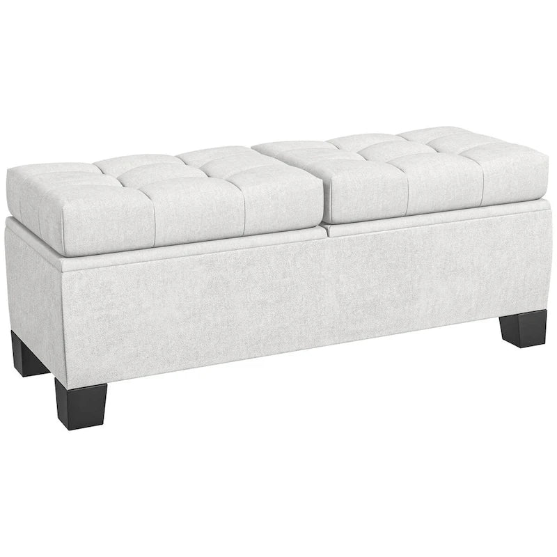Banc ottoman de rangement capitonné avec charnières de sécurité