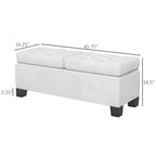 Banc ottoman de rangement capitonné avec charnières de sécurité