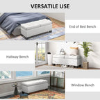 Banc ottoman de rangement capitonné avec charnières de sécurité