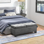 Banc ottoman de rangement capitonné avec charnières de sécurité
