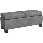 Banc ottoman de rangement capitonné avec charnières de sécurité