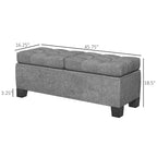 Banc ottoman de rangement capitonné avec charnières de sécurité