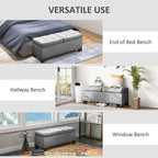 Banc ottoman de rangement capitonné avec charnières de sécurité