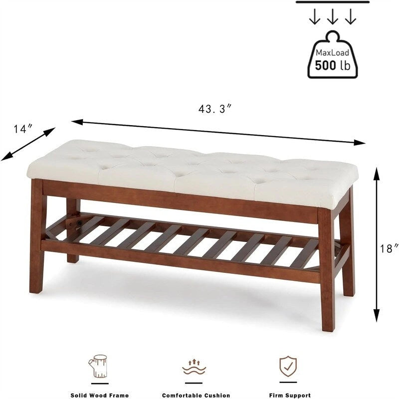 Banc à chaussures d'entrée - 43,3P x 14L x 18H