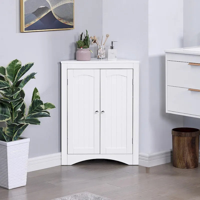 Buffet, meuble d'angle de salle de bain avec portes et étagères, cuisine, salon, armoire de rangement autoportante