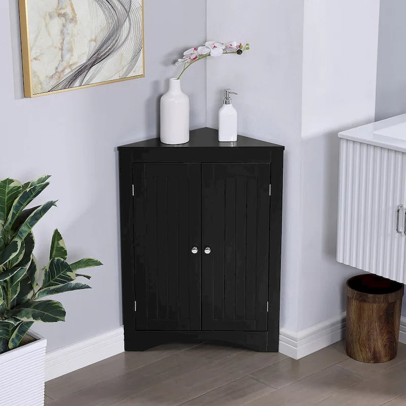 Buffet, meuble d'angle de salle de bain avec portes et étagères, cuisine, salon, armoire de rangement autoportante