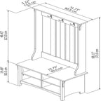 Meuble d'entrée Salinas avec banc à chaussures – 15,75P x 31,73L x 68,11H