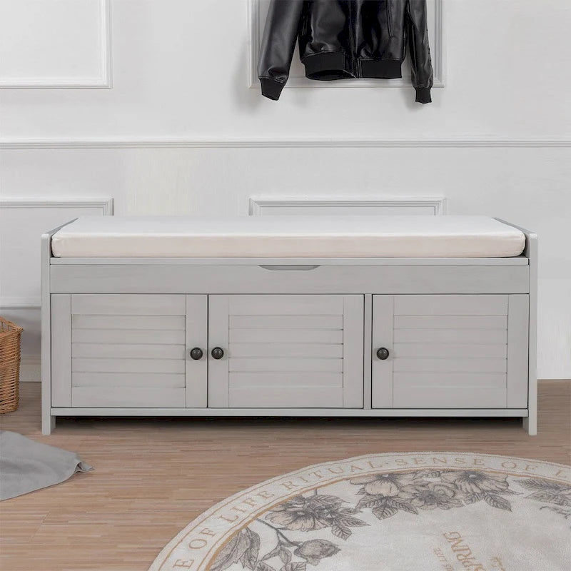 Banc de rangement moderne classique avec deux compartiments et coffre de rangement à abattant