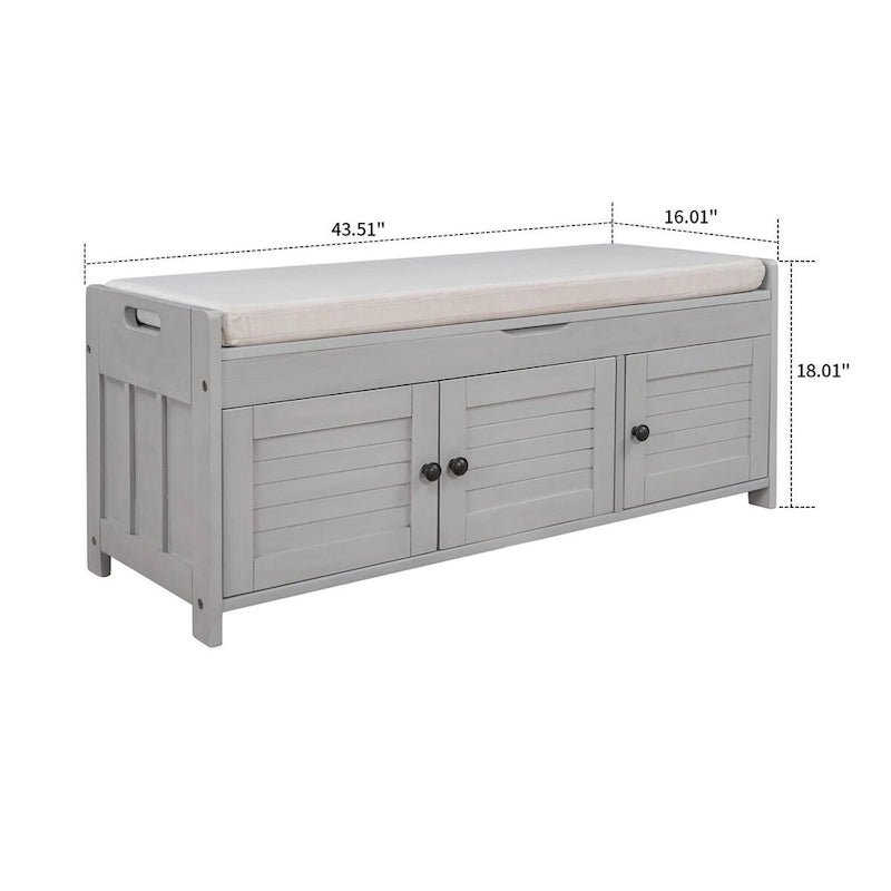 Banc de rangement moderne classique avec deux compartiments et coffre de rangement à abattant