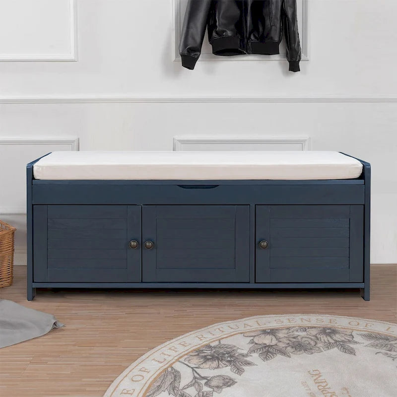Banc de rangement moderne classique avec deux compartiments et coffre de rangement à abattant