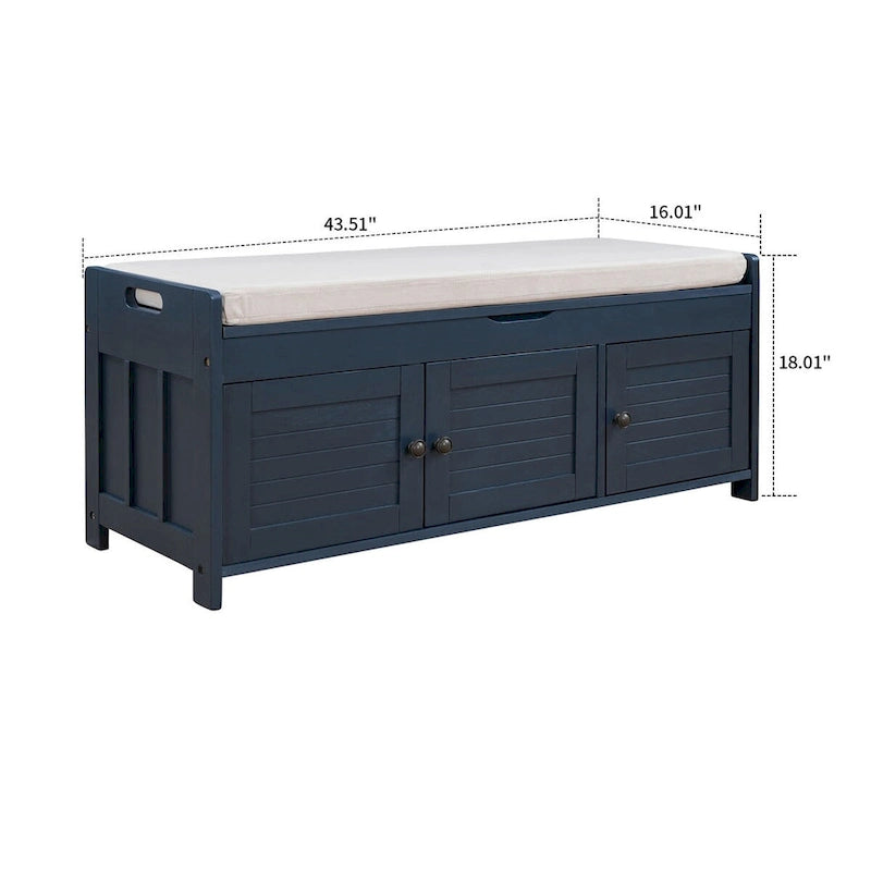 Banc de rangement moderne classique avec deux compartiments et coffre de rangement à abattant