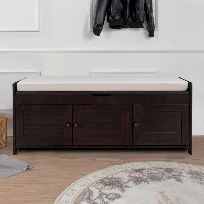 Banc de rangement moderne classique avec deux compartiments et coffre de rangement à abattant
