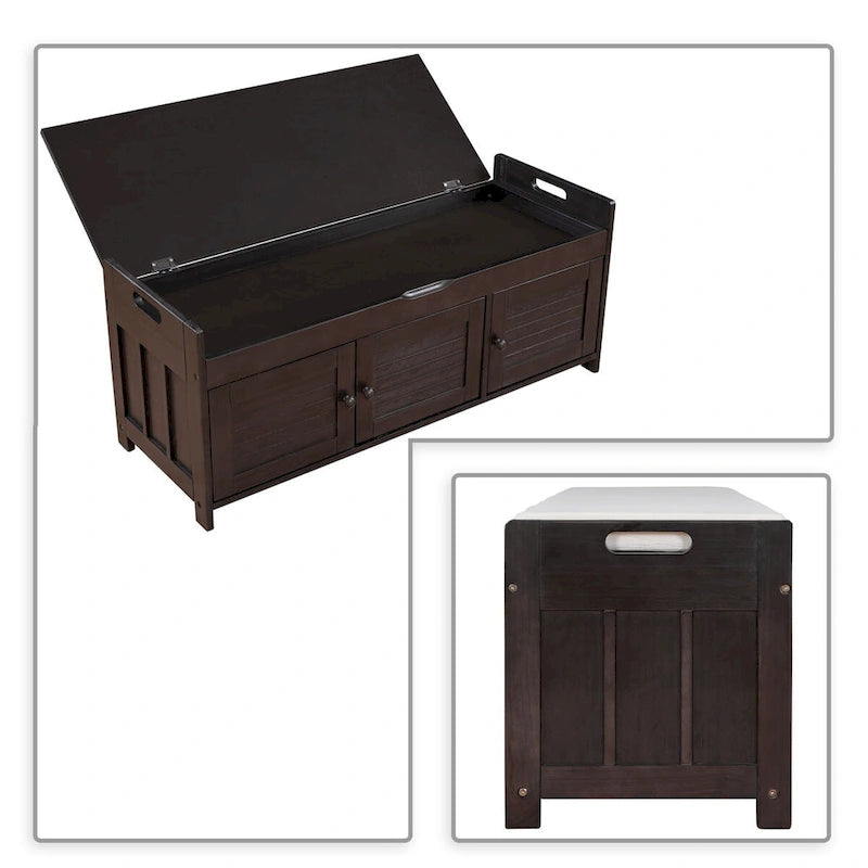 Banc de rangement moderne classique avec deux compartiments et coffre de rangement à abattant