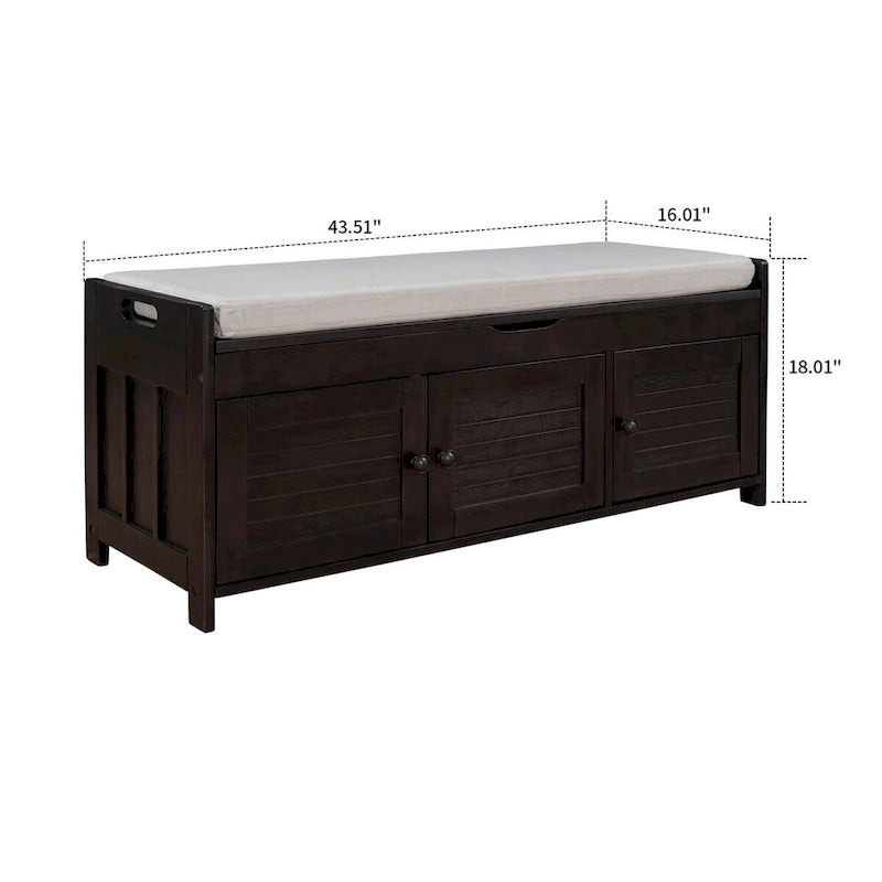 Banc de rangement moderne classique avec deux compartiments et coffre de rangement à abattant