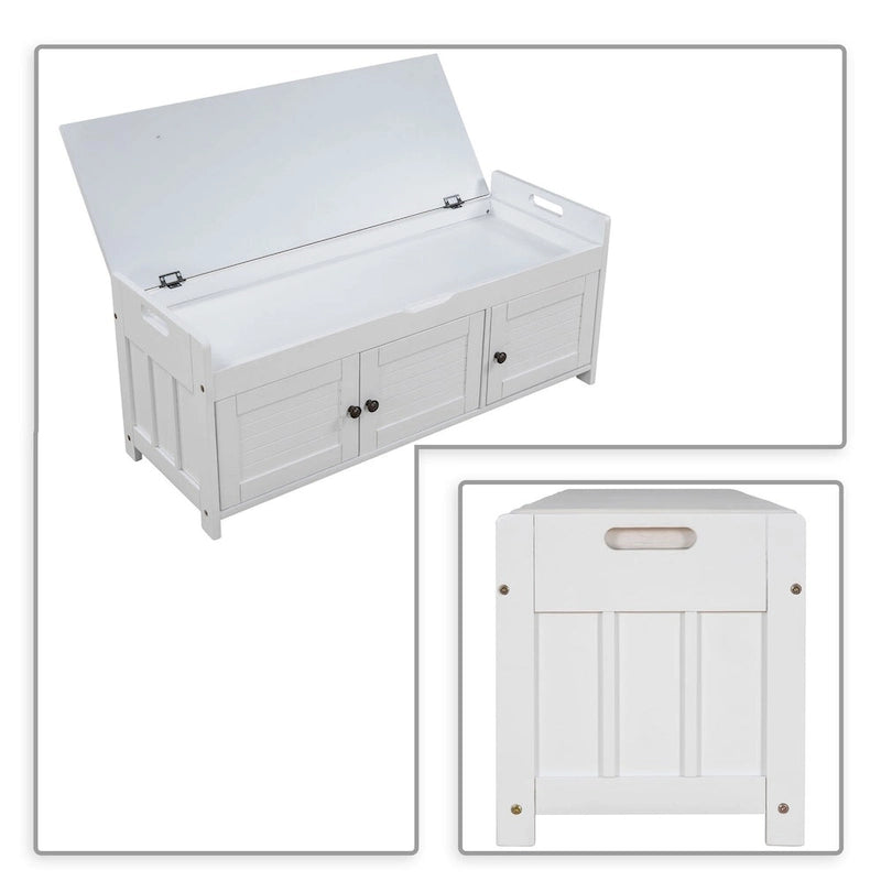 Banc de rangement moderne classique avec deux compartiments et coffre de rangement à abattant