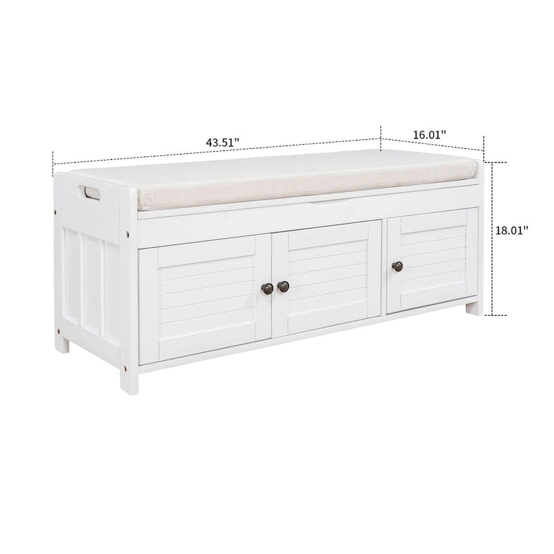 Banc de rangement moderne classique avec deux compartiments et coffre de rangement à abattant