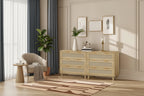 Commode de rangement en rotin à 3 tiroirs (lot de 2), pour chambre, salon, salle à manger, couloirs, chêne
