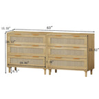 Commode de rangement en rotin à 3 tiroirs (lot de 2), pour chambre, salon, salle à manger, couloirs, chêne