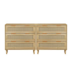 Commode de rangement en rotin à 3 tiroirs (lot de 2), pour chambre, salon, salle à manger, couloirs, chêne