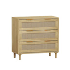 Commode de rangement en rotin à 3 tiroirs (lot de 2), pour chambre, salon, salle à manger, couloirs, chêne