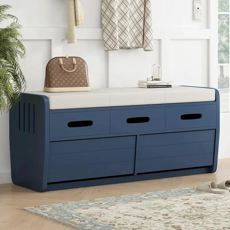 Banc de rangement à chaussures rustique avec 2 tiroirs et rangement dissimulé
