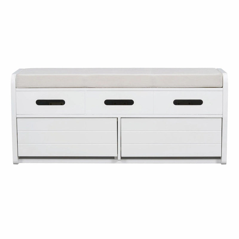 Banc de rangement à chaussures rustique avec 2 tiroirs et rangement dissimulé