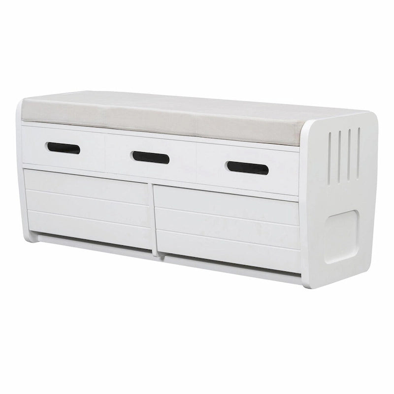 Banc de rangement à chaussures rustique avec 2 tiroirs et rangement dissimulé